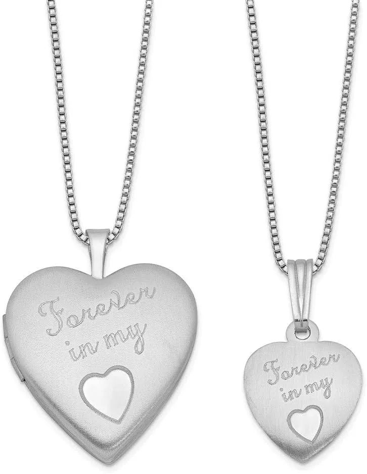 FJC Finejewelers Sterling Silver Rhodium-plated Polished Satin Forever My Heart Locket and Pendant 18 inch chain