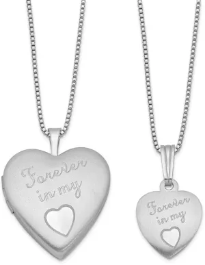 FJC Finejewelers Sterling Silver Rhodium-plated Polished Satin Forever My Heart Locket and Pendant 18 inch chain