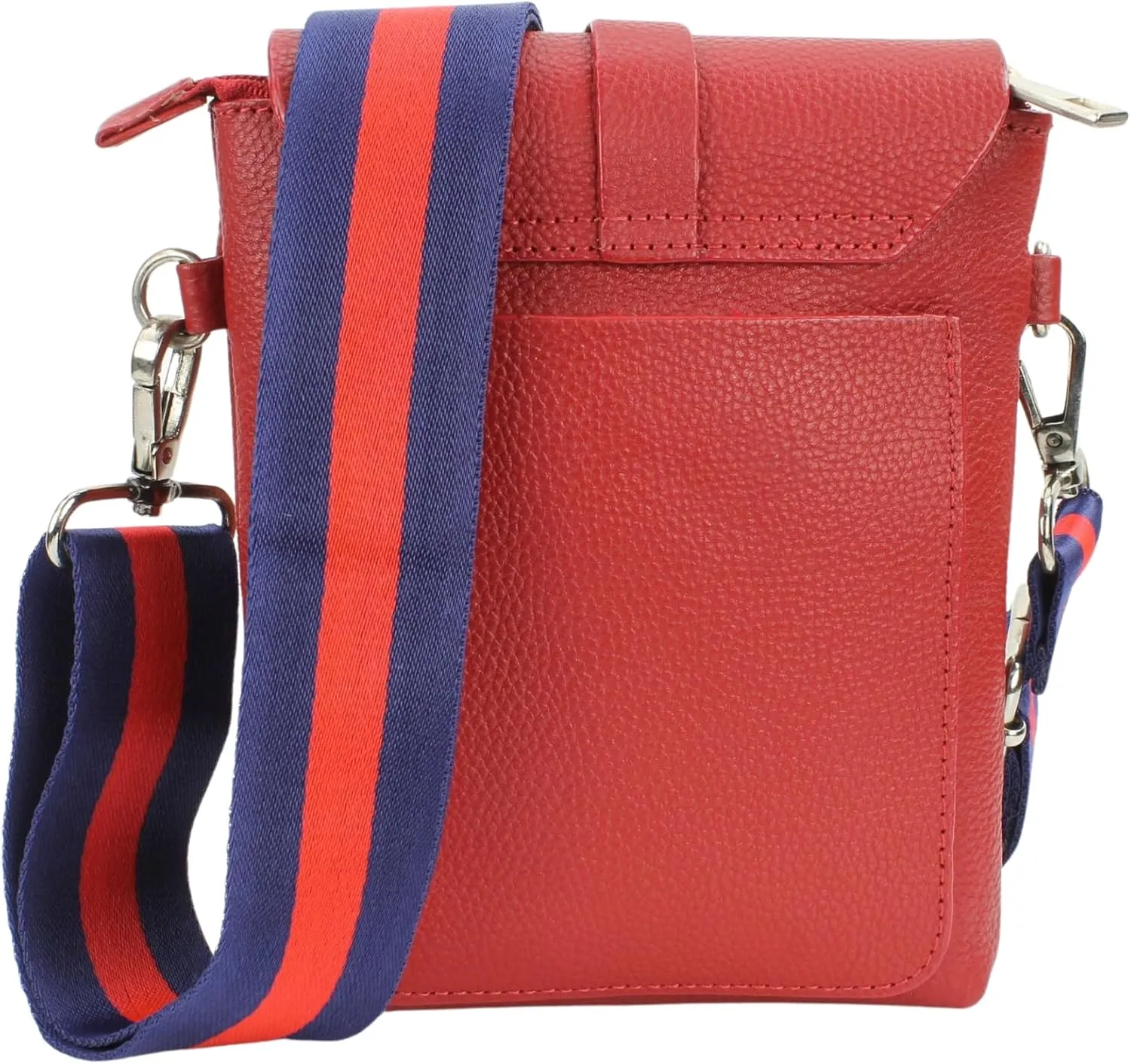 Flap Over Crossbody Bag with Adjustable Guitar Strap – Stylish Snap Closure Purse for Women – Genuine Leather