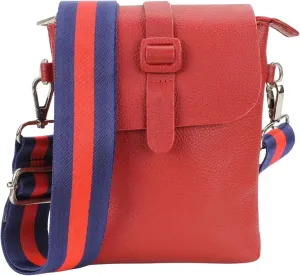 Flap Over Crossbody Bag with Adjustable Guitar Strap – Stylish Snap Closure Purse for Women – Genuine Leather