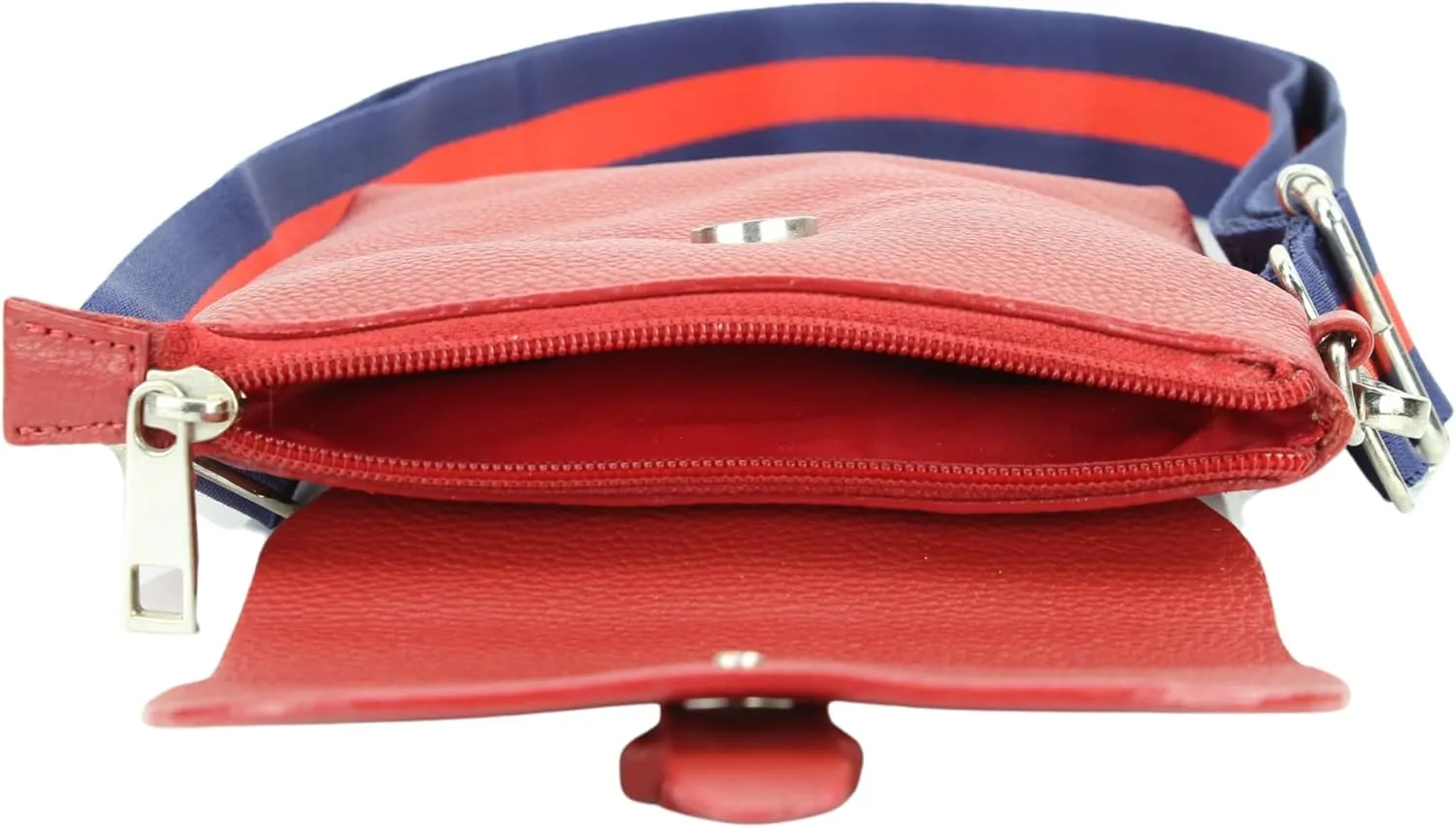 Flap Over Crossbody Bag with Adjustable Guitar Strap – Stylish Snap Closure Purse for Women – Genuine Leather