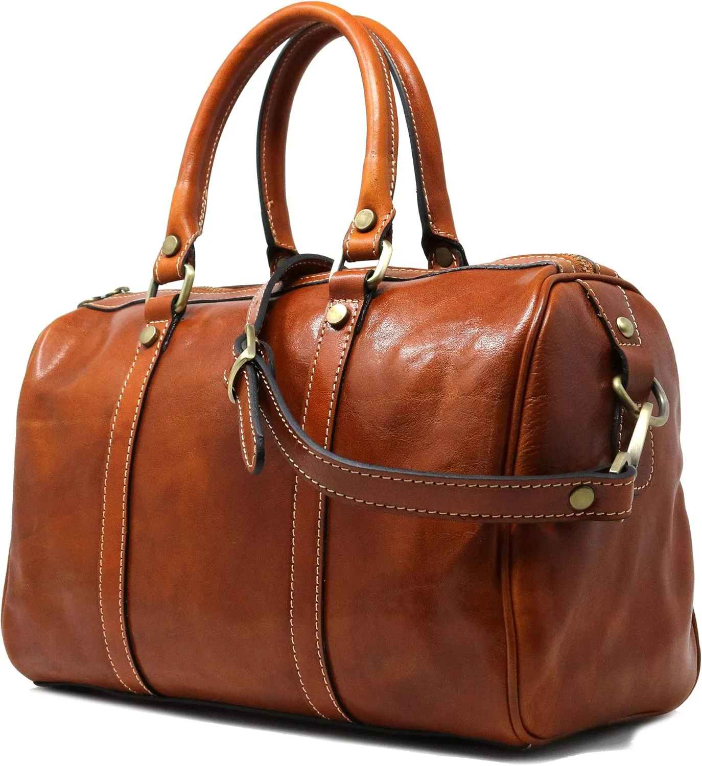 Floto Boston Bag Leather Women's Handbag w/Crossbody Strap
