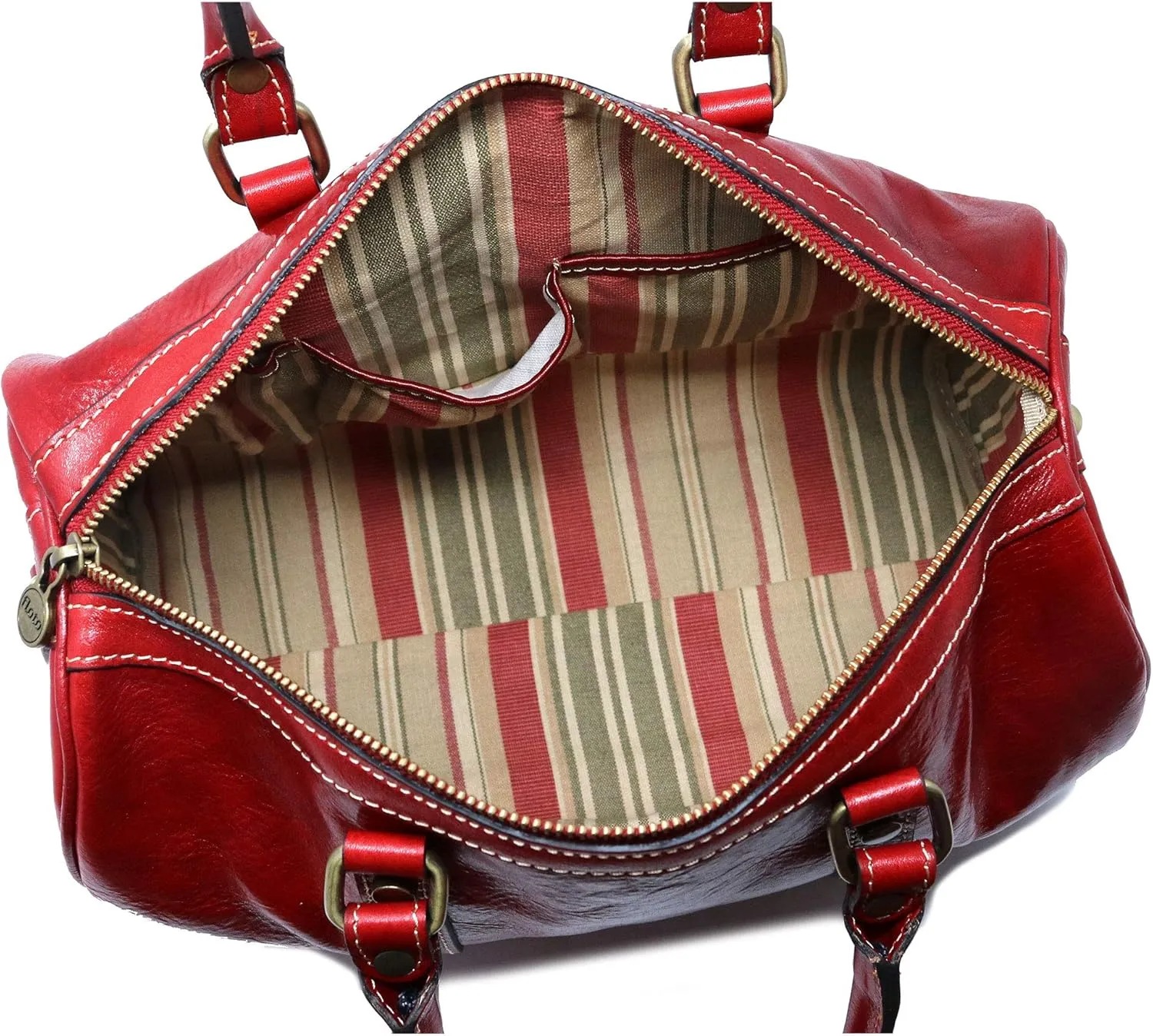 Floto Boston Bag Leather Women's Handbag w/Crossbody Strap