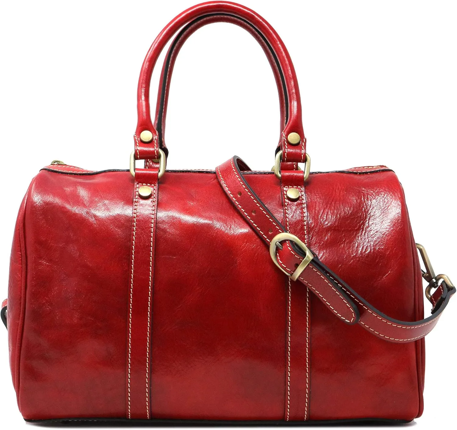 Floto Boston Bag Leather Women's Handbag w/Crossbody Strap