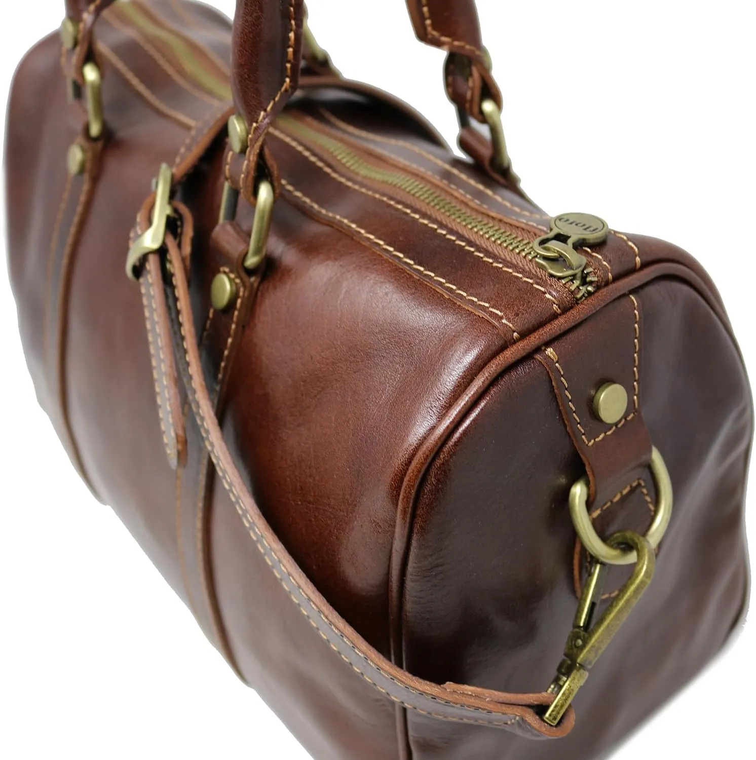 Floto Boston Bag Leather Women's Handbag w/Crossbody Strap