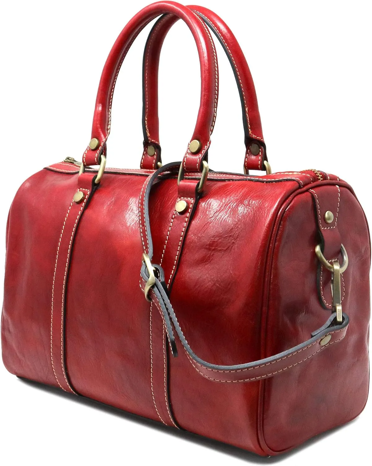 Floto Boston Bag Leather Women's Handbag w/Crossbody Strap