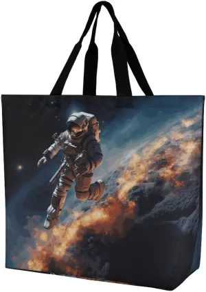 Flowers And Horses Hand Drawn Tote Bag for Women Reusable Grocery Shoulder Bag Shopping Bags for Travel, Groceries