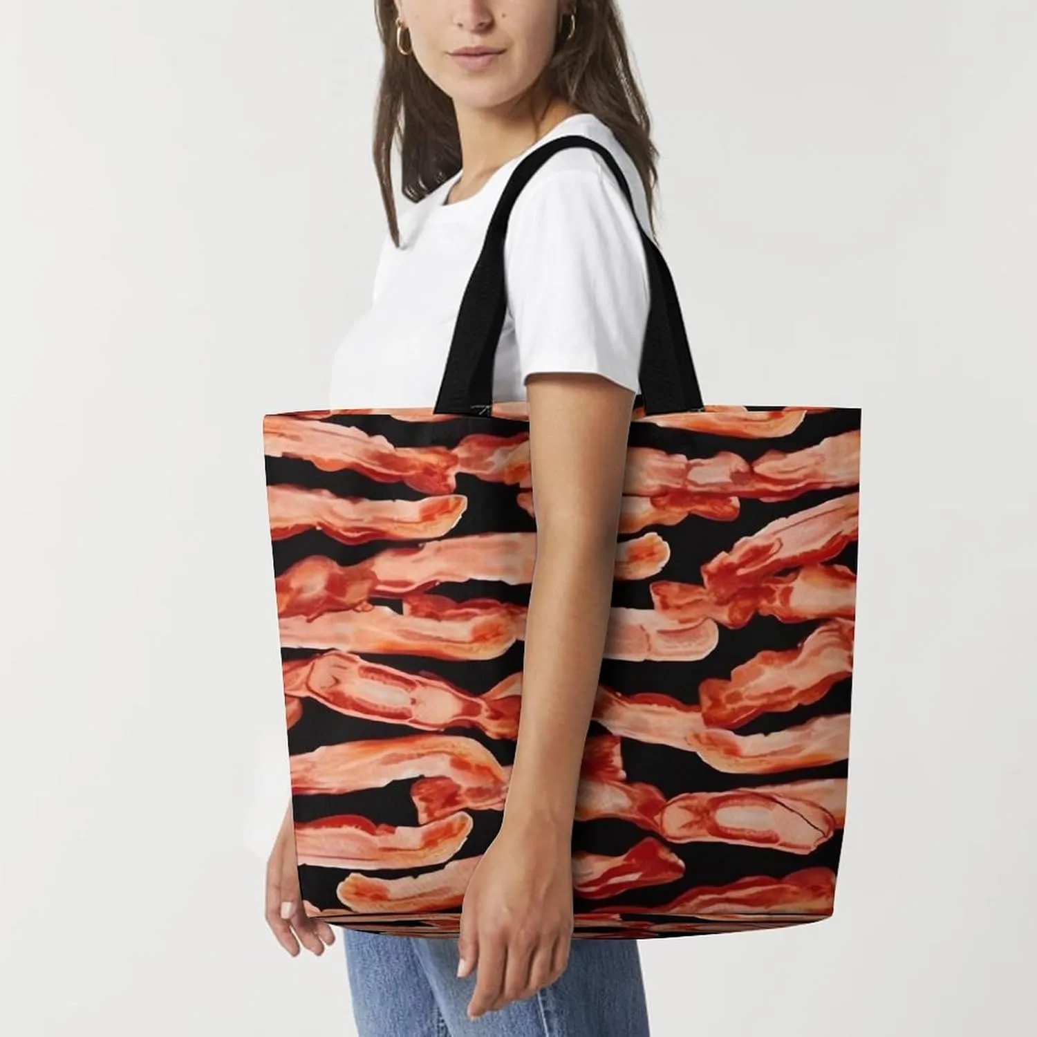 Flowers And Horses Hand Drawn Tote Bag for Women Reusable Grocery Shoulder Bag Shopping Bags for Travel, Groceries