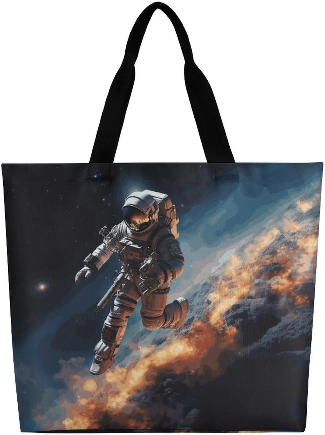 Flowers And Horses Hand Drawn Tote Bag for Women Reusable Grocery Shoulder Bag Shopping Bags for Travel, Groceries