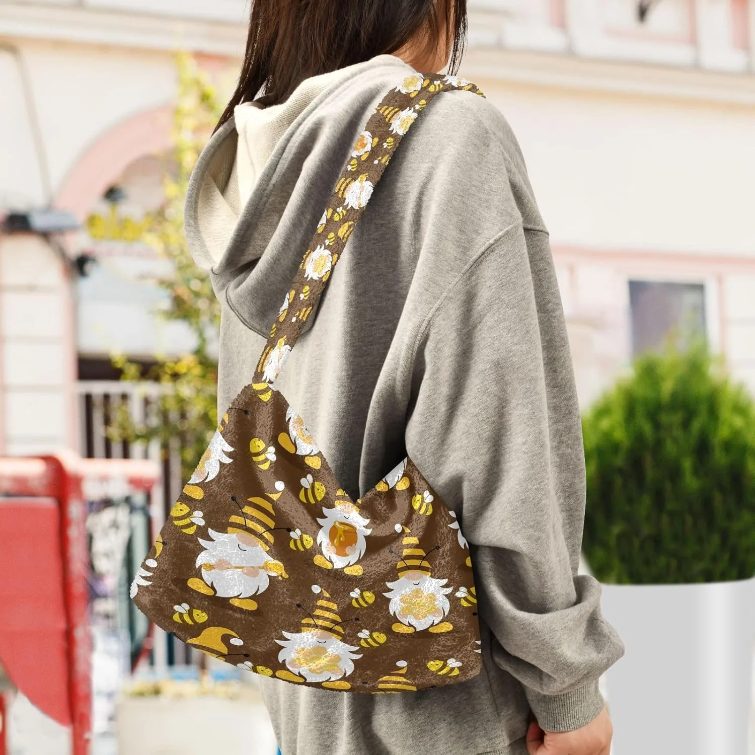 Fluffy Crossbody Bag for Women,Polyester Crossbody Bag Fluffy Tote Bag Lady Shoulder Bag