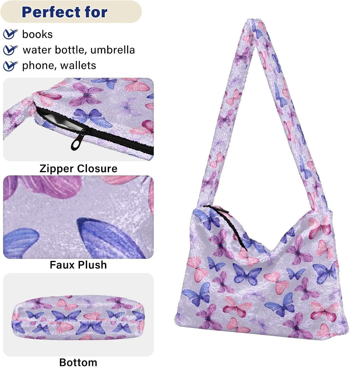 Fluffy Crossbody Bag for Women,Polyester Crossbody Bag Fluffy Tote Bag Lady Shoulder Bag