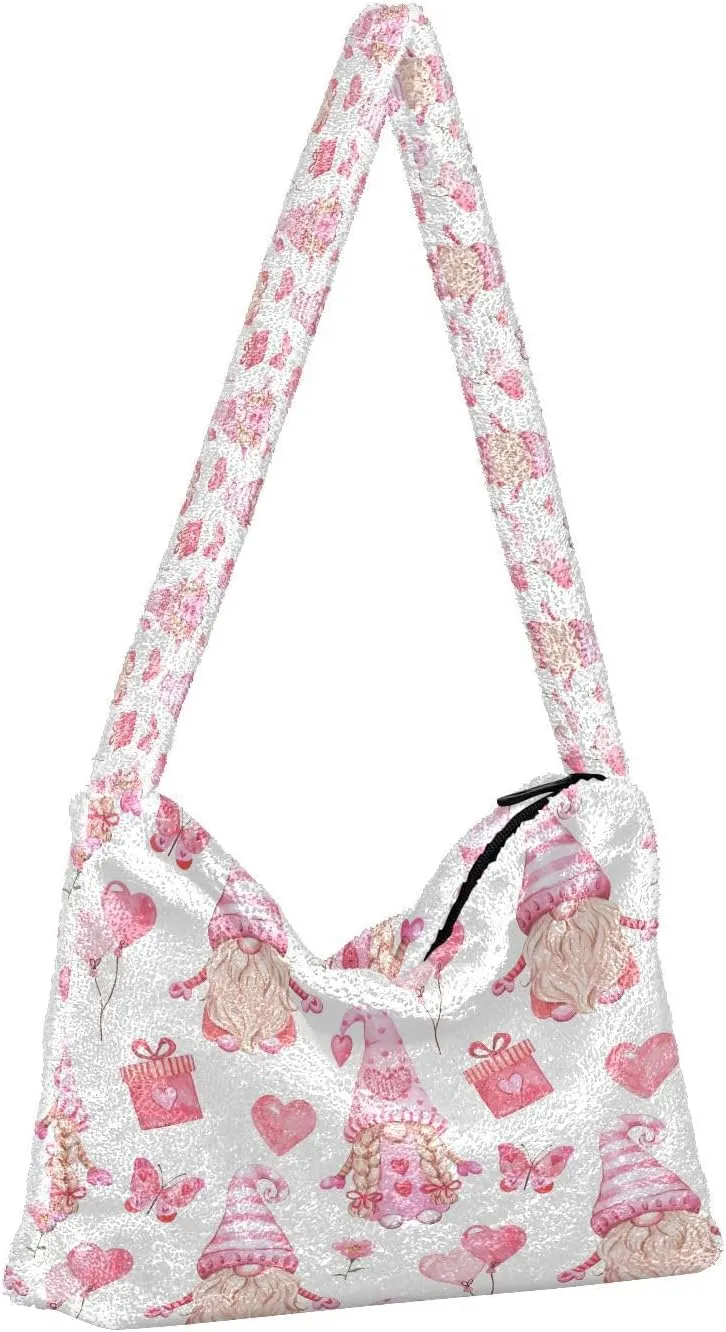 Fluffy Crossbody Bag for Women,Polyester Crossbody Bag Fluffy Tote Bag Lady Shoulder Bag