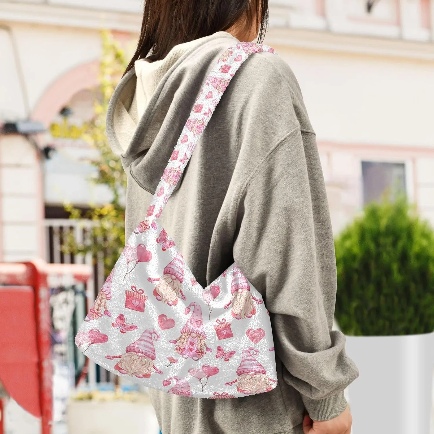 Fluffy Crossbody Bag for Women,Polyester Crossbody Bag Fluffy Tote Bag Lady Shoulder Bag