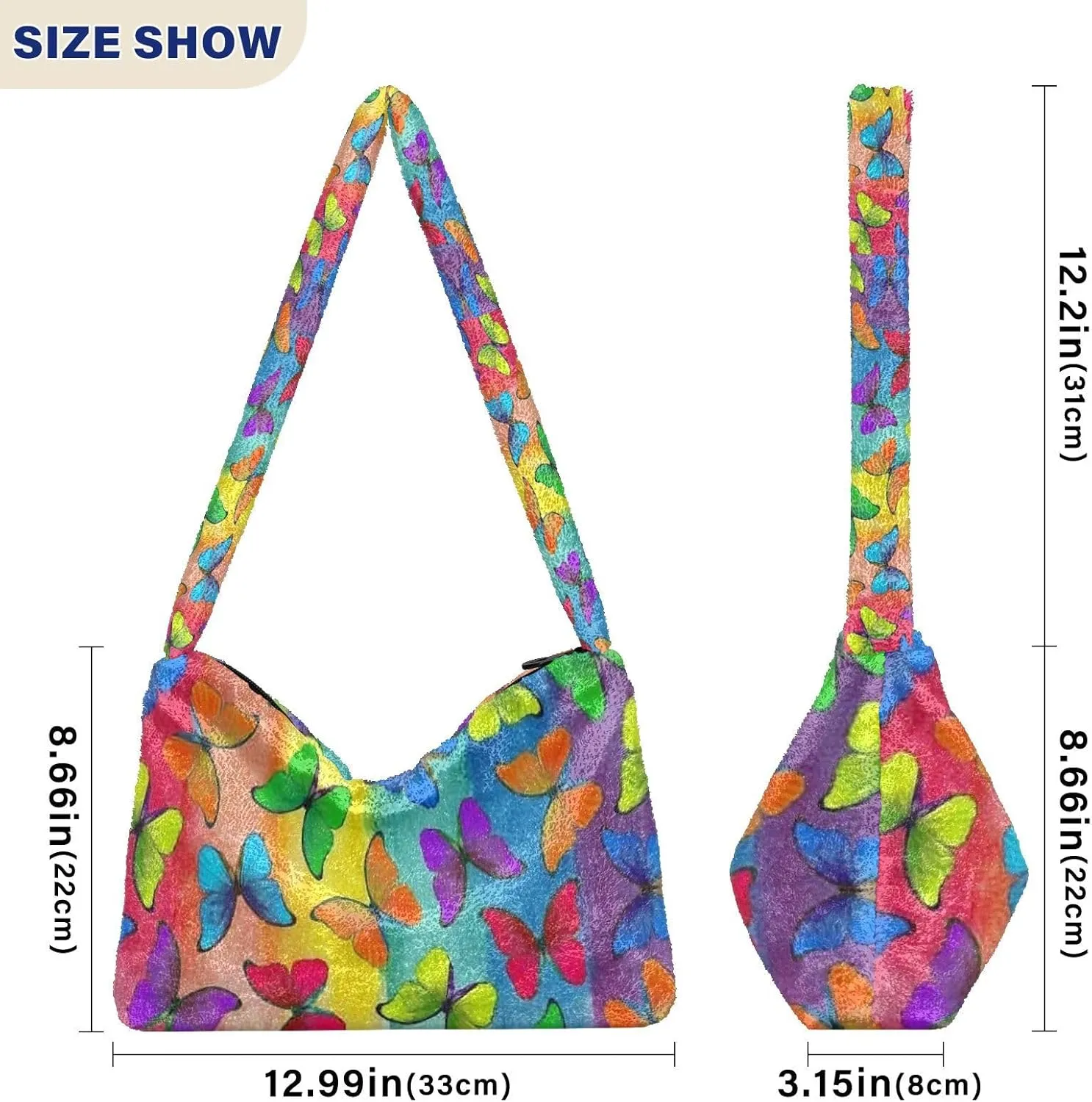 Fluffy Crossbody Bag for Women,Polyester Crossbody Bag Fluffy Tote Bag Lady Shoulder Bag