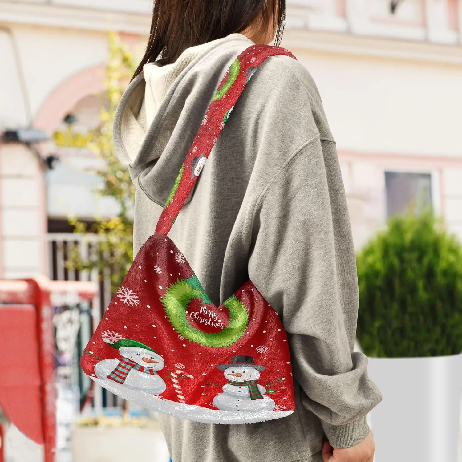 Fluffy Crossbody Bag for Women,Polyester Crossbody Bag Fluffy Tote Bag Lady Shoulder Bag