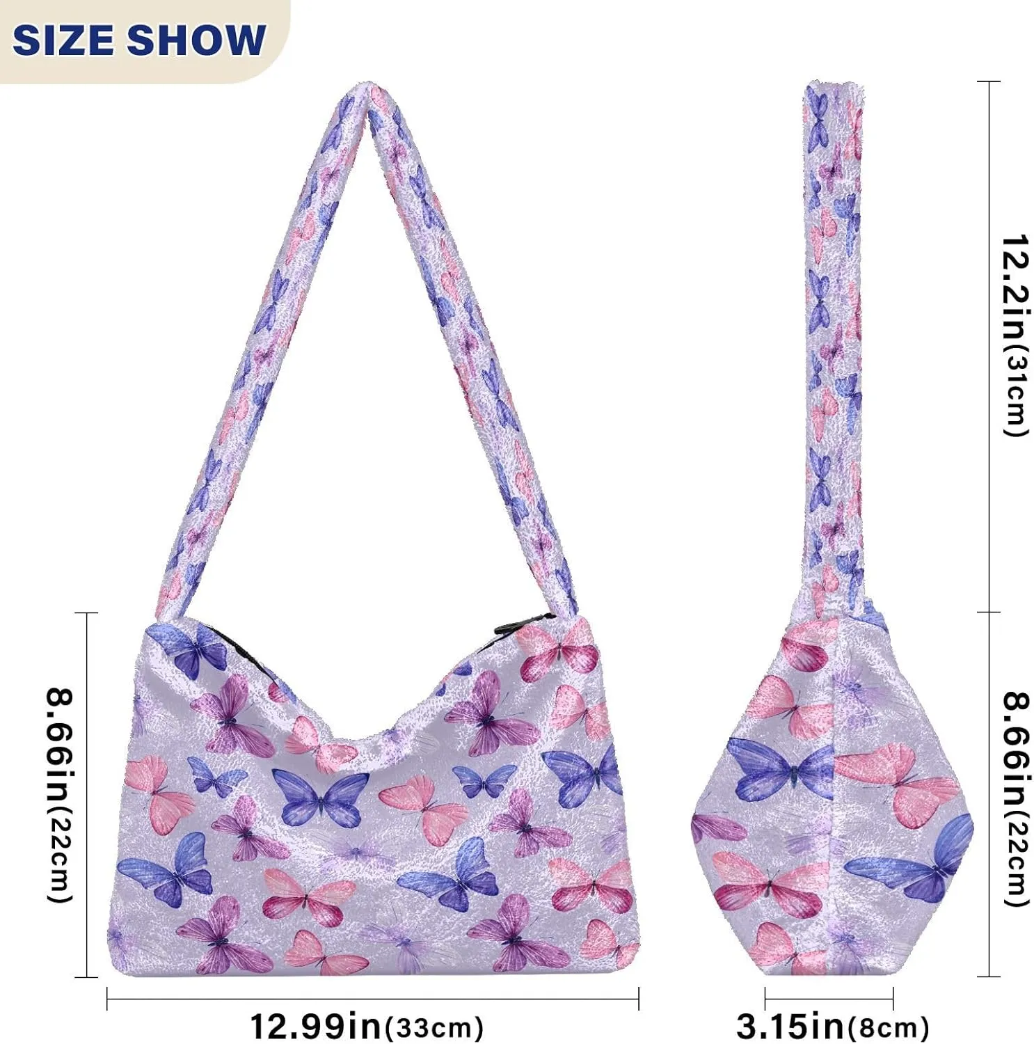 Fluffy Crossbody Bag for Women,Polyester Crossbody Bag Fluffy Tote Bag Lady Shoulder Bag