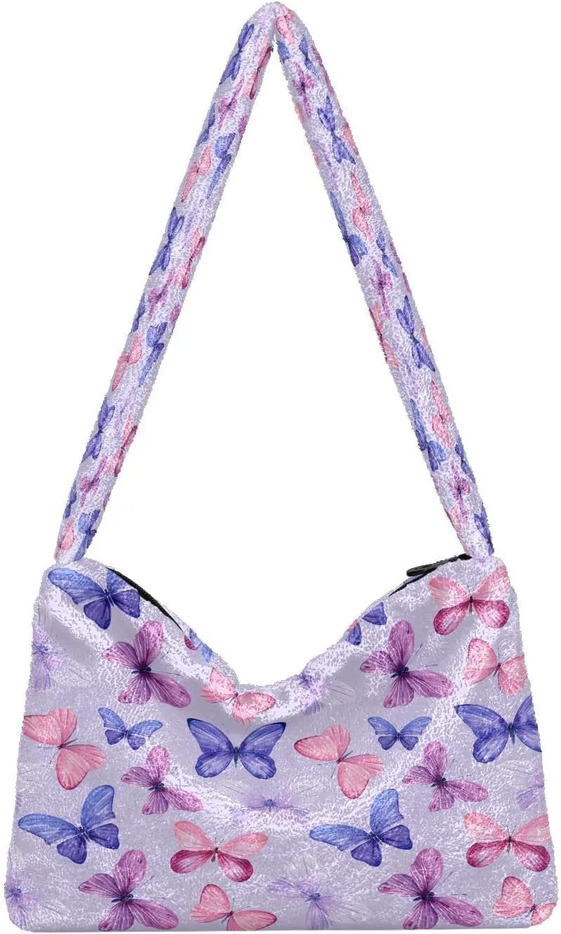 Fluffy Crossbody Bag for Women,Polyester Crossbody Bag Fluffy Tote Bag Lady Shoulder Bag