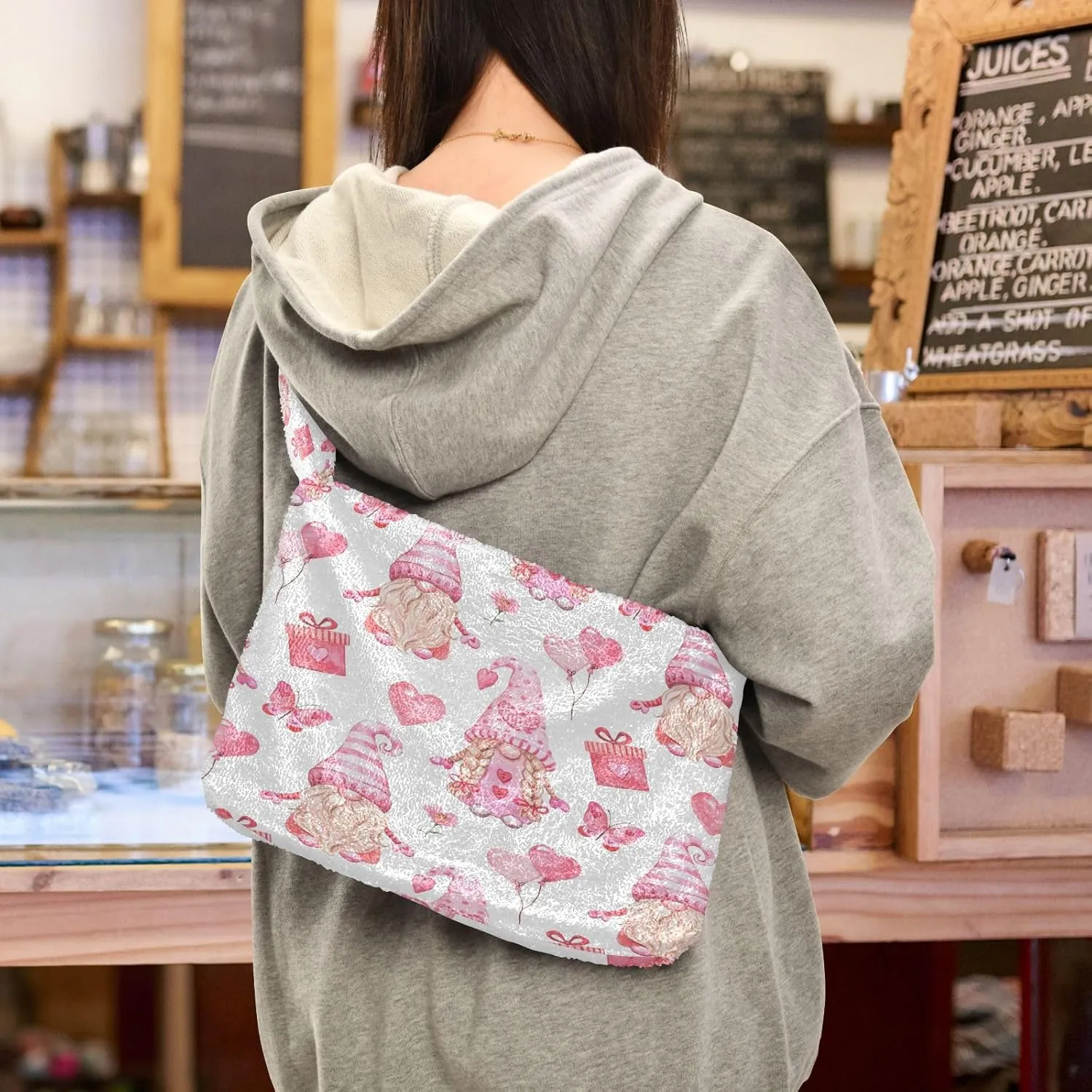 Fluffy Crossbody Bag for Women,Polyester Crossbody Bag Fluffy Tote Bag Lady Shoulder Bag