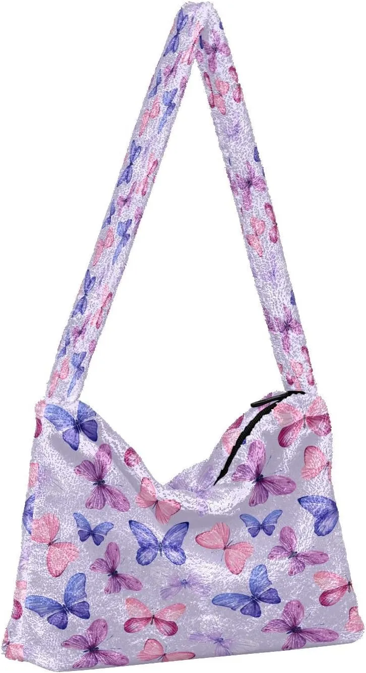 Fluffy Crossbody Bag for Women,Polyester Crossbody Bag Fluffy Tote Bag Lady Shoulder Bag