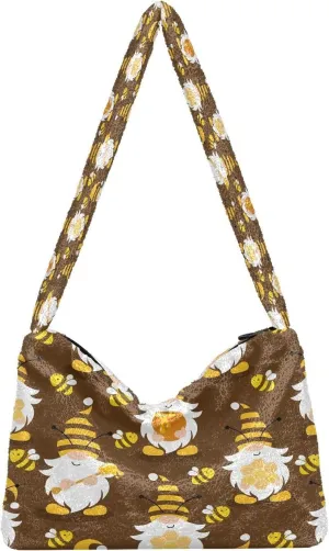 Fluffy Crossbody Bag for Women,Polyester Crossbody Bag Fluffy Tote Bag Lady Shoulder Bag