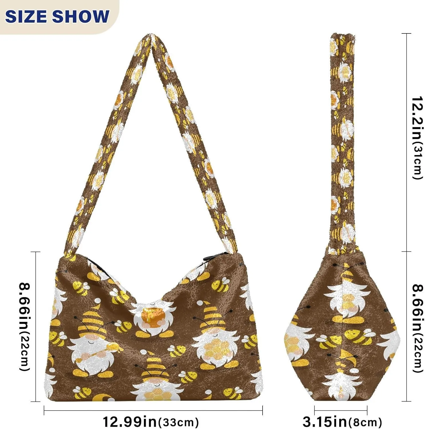 Fluffy Crossbody Bag for Women,Polyester Crossbody Bag Fluffy Tote Bag Lady Shoulder Bag