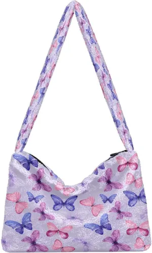 Fluffy Crossbody Bag for Women,Polyester Crossbody Bag Fluffy Tote Bag Lady Shoulder Bag