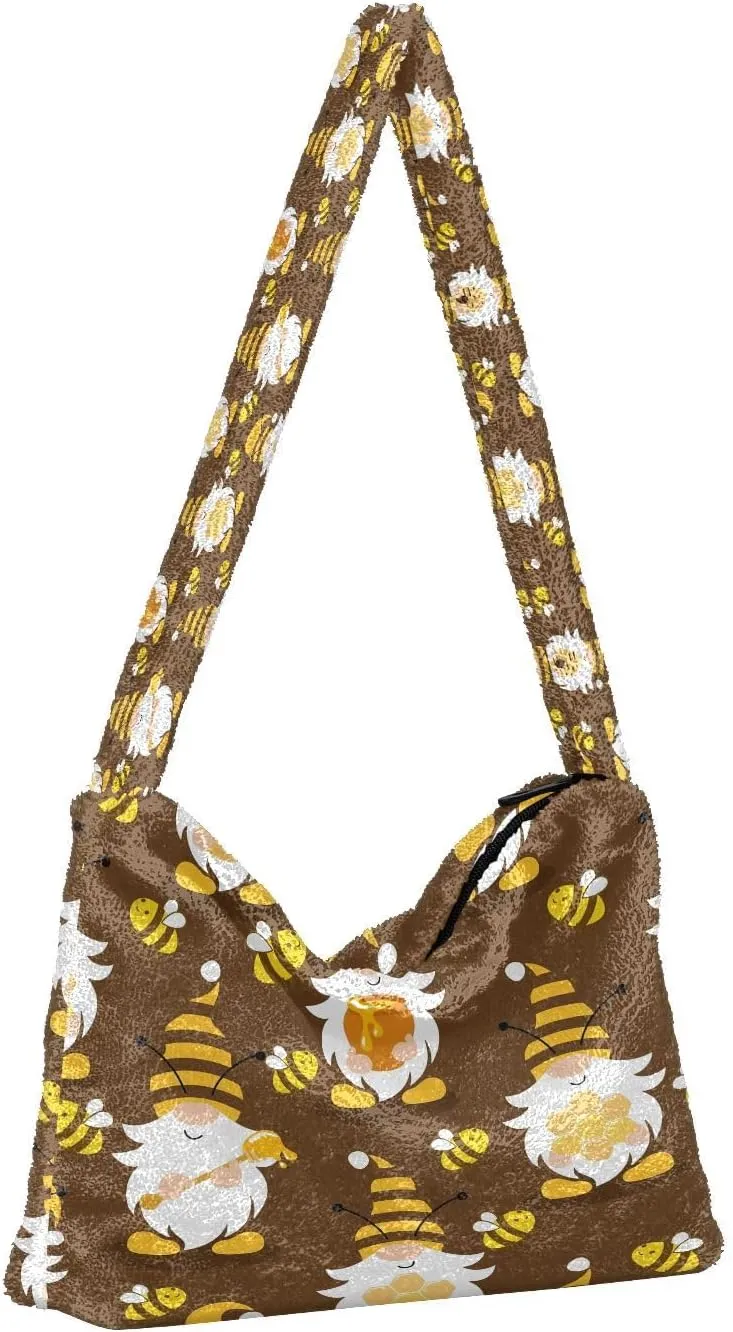 Fluffy Crossbody Bag for Women,Polyester Crossbody Bag Fluffy Tote Bag Lady Shoulder Bag