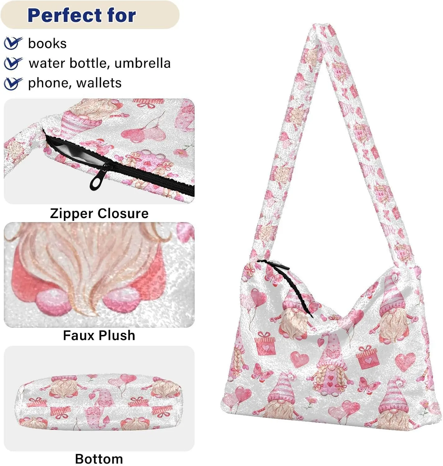 Fluffy Crossbody Bag for Women,Polyester Crossbody Bag Fluffy Tote Bag Lady Shoulder Bag