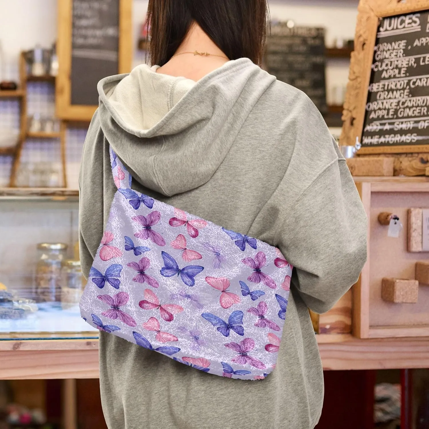 Fluffy Crossbody Bag for Women,Polyester Crossbody Bag Fluffy Tote Bag Lady Shoulder Bag