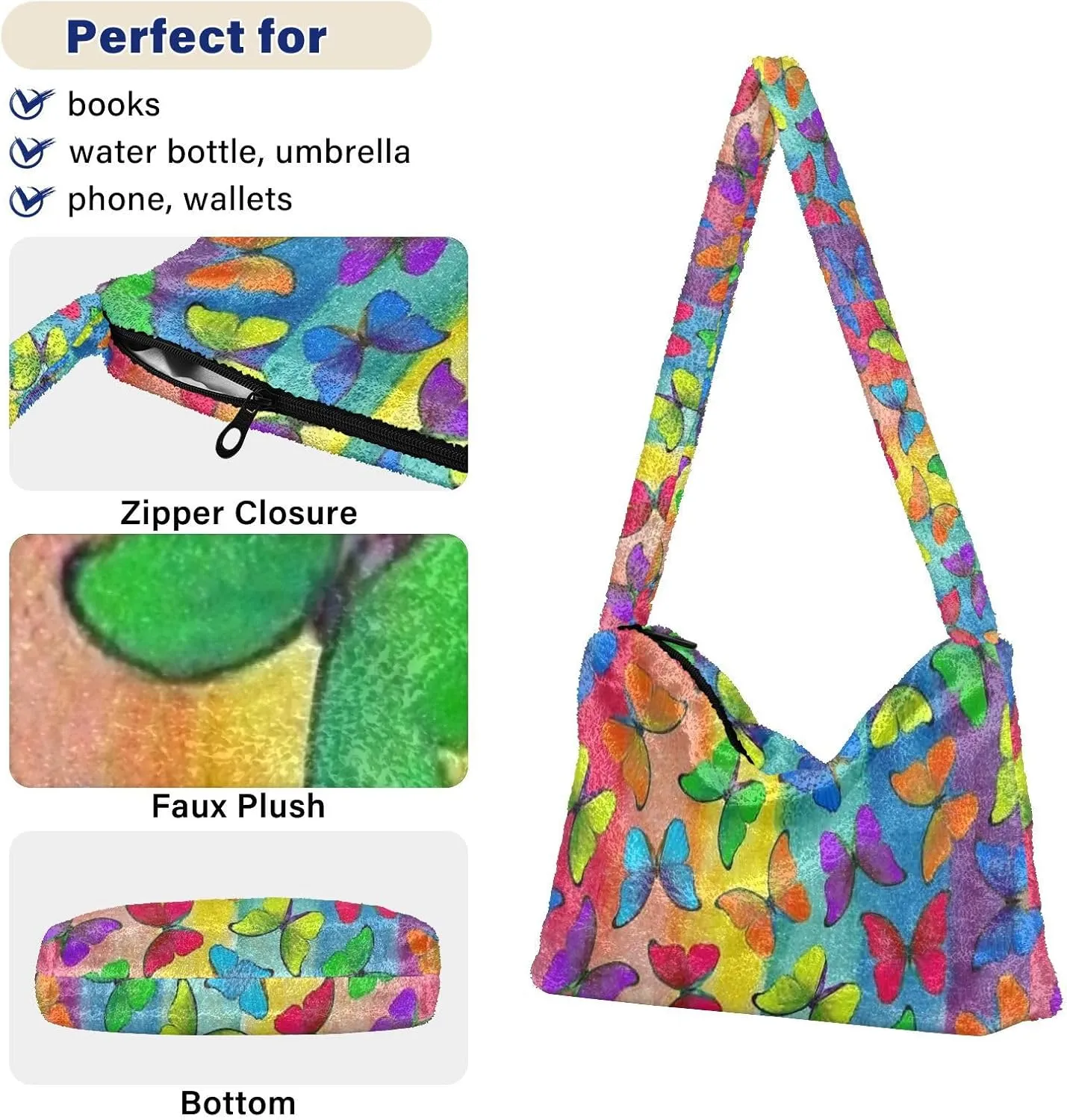 Fluffy Crossbody Bag for Women,Polyester Crossbody Bag Fluffy Tote Bag Lady Shoulder Bag