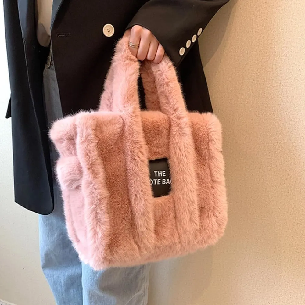 Fluffy Tote Bag Plush Underarm Bag Fashion Fluffy Crossbody Bag for Women Winter