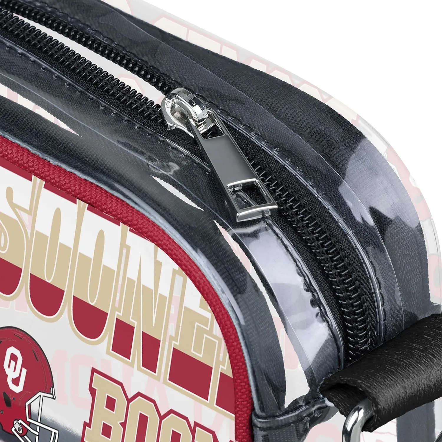 FOCO NCAA College Team Logo Stripe Clear Crossbody Bag
