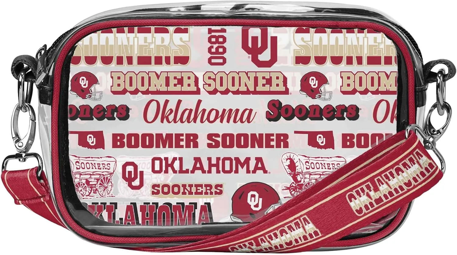FOCO NCAA College Team Logo Stripe Clear Crossbody Bag