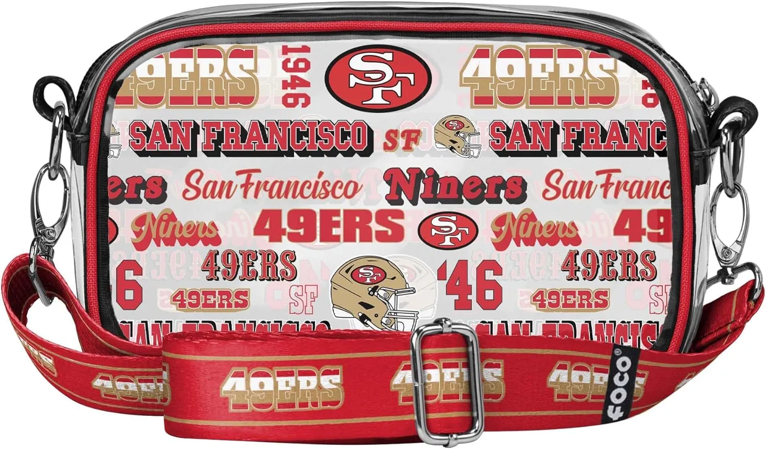 FOCO NFL Team Logo Retro Print Clear Crossbody Bag