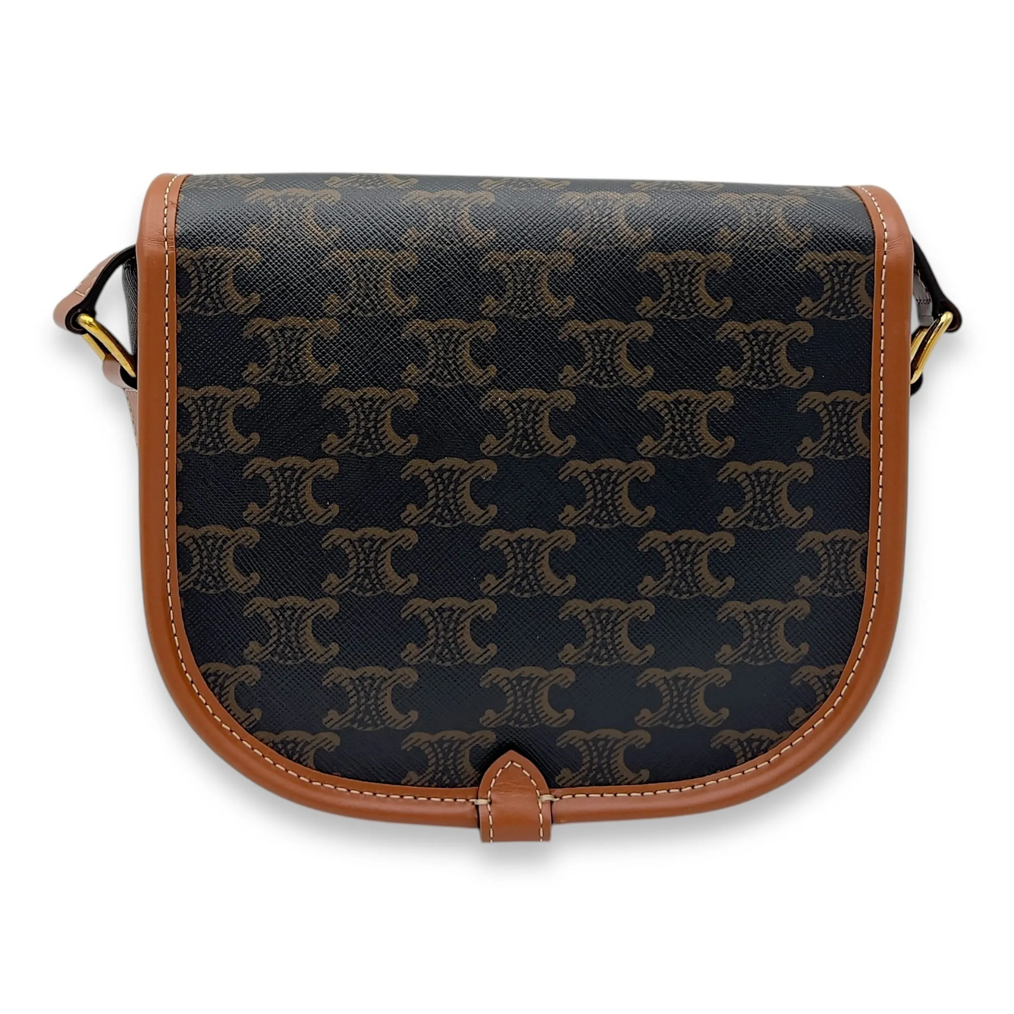 Folco Crossbody Bag Brown in Coated Canvas, Gold hardware
