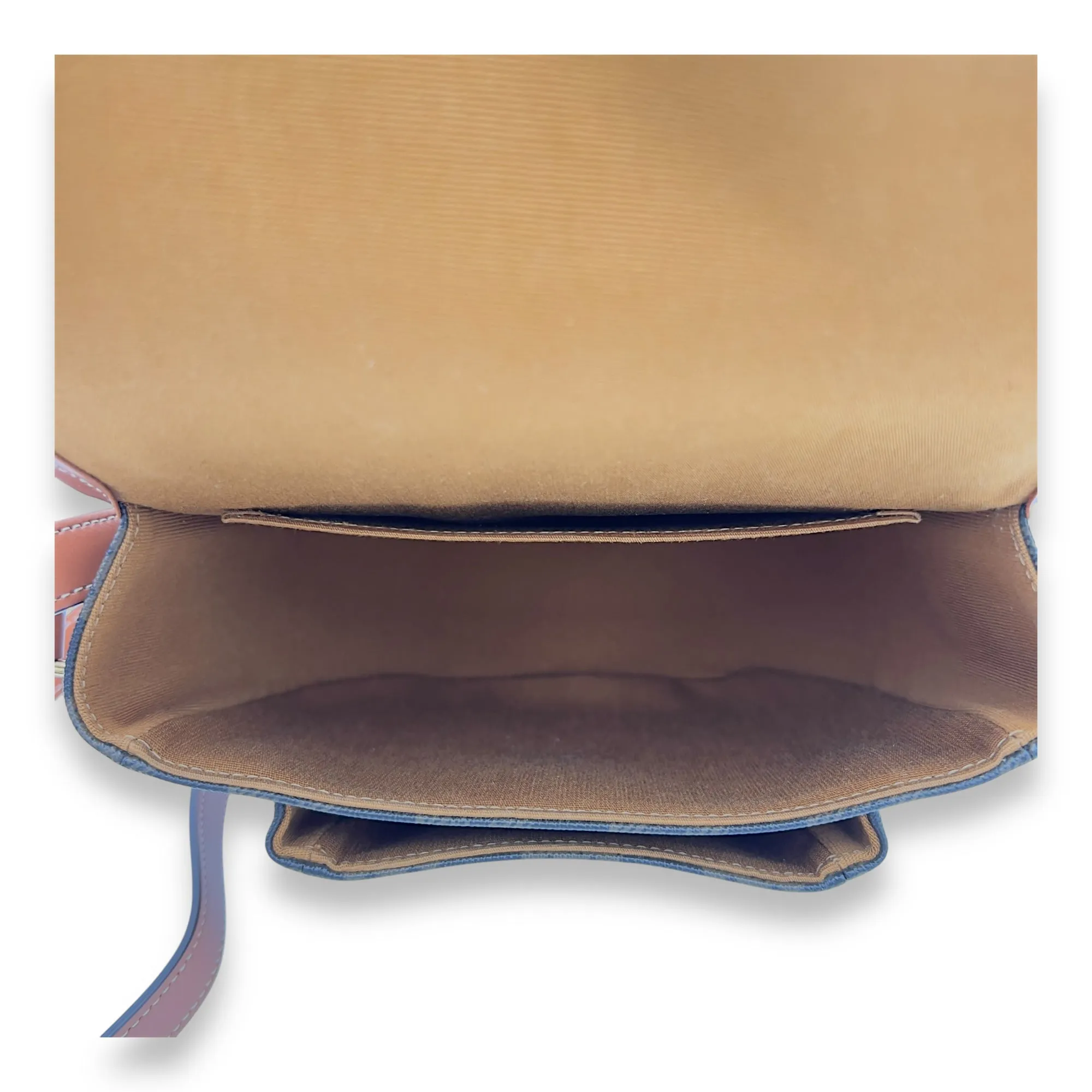 Folco Crossbody Bag Brown in Coated Canvas, Gold hardware