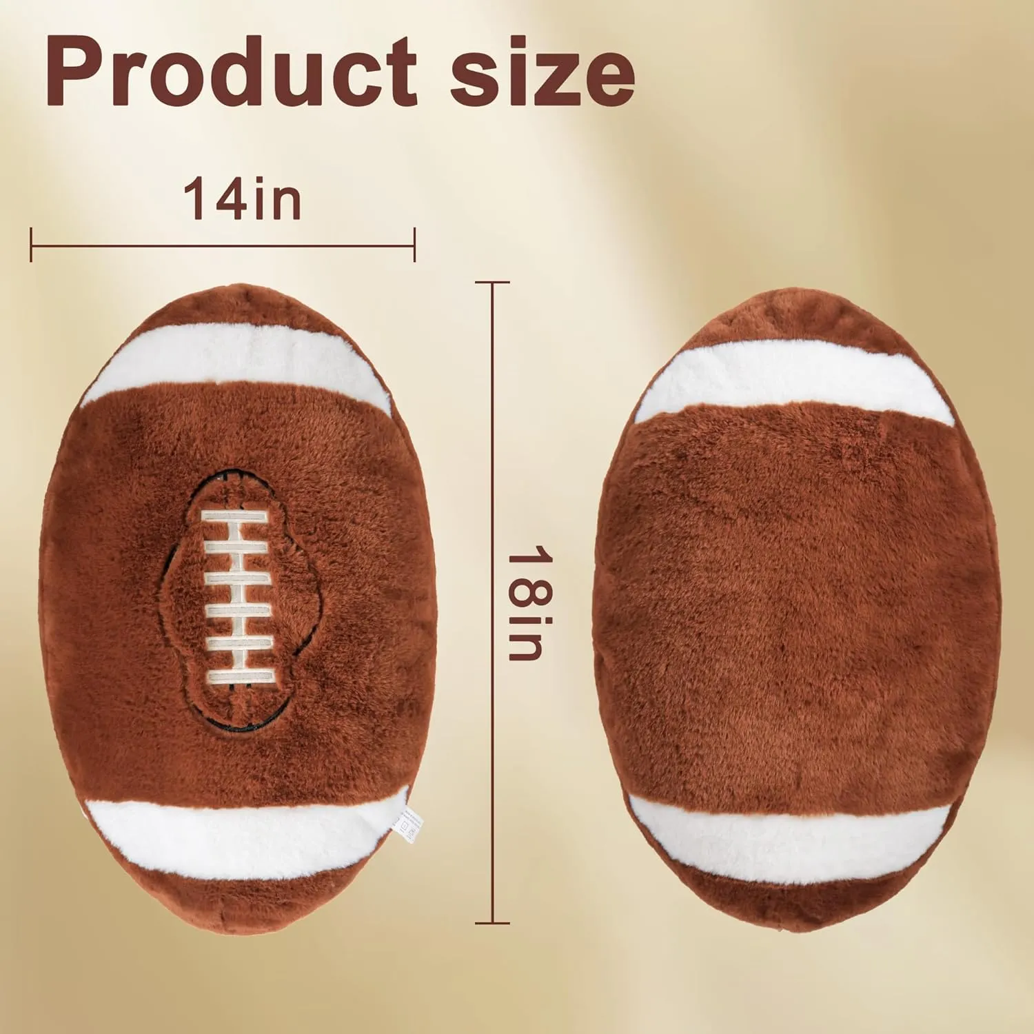 Football Pillow - 22in Soft Football Plush Stuffed Animal, Fluffy Ball Pillow for Kids & Adults, Couch Bedroom Decor, Sports Fan Gift