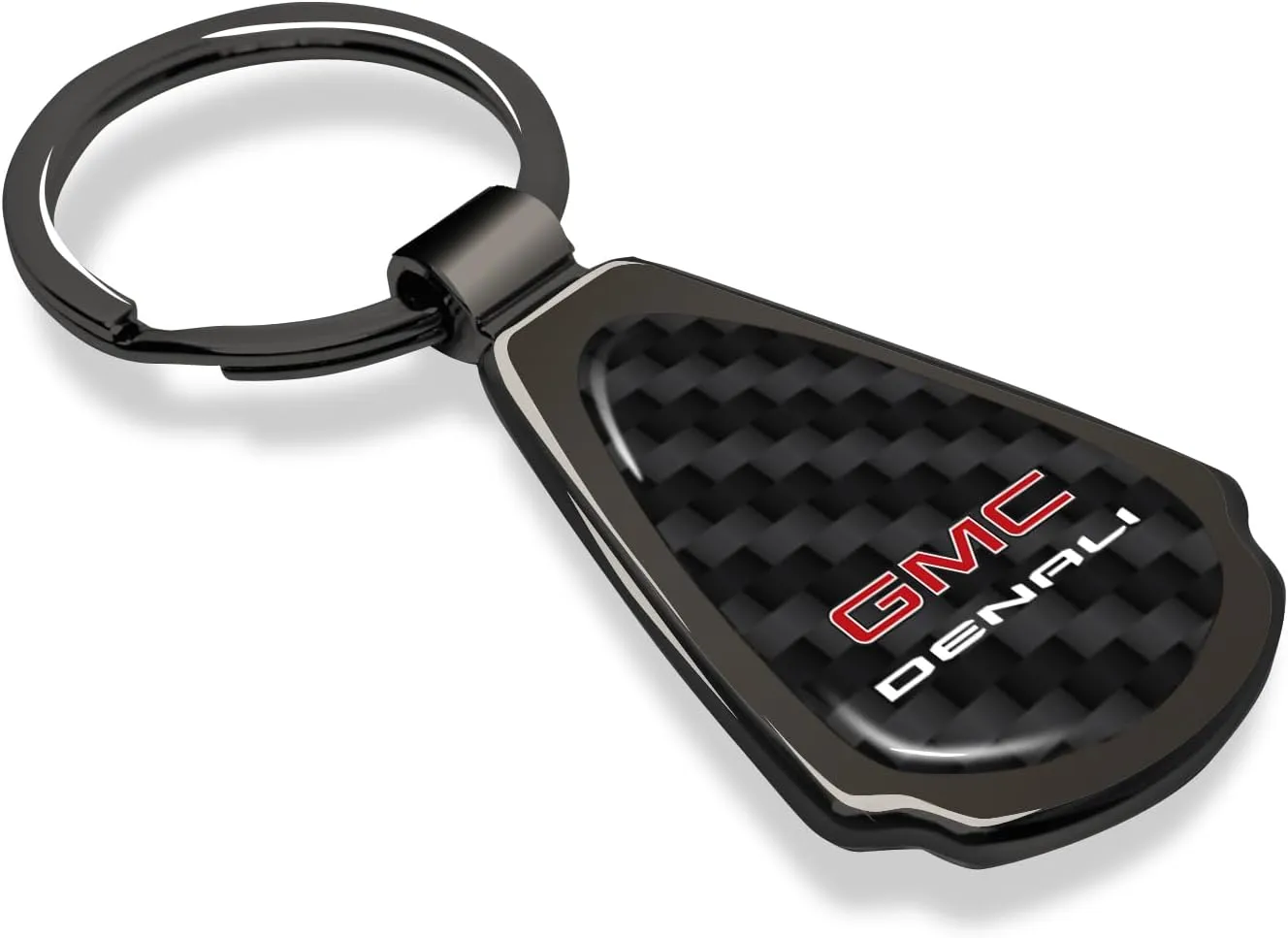 for GMC Denali Real Black Carbon Fiber Metal Teardrop Key Chain Keychain, Official Licensed