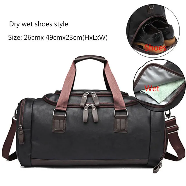 for No-hassle returns Trip Fitness ON Male Handbag Bags PU Tote Convenient Gym Travel Shoulder Carry Bag Luggage Men's Sports Men Duffel Bags Leather XA109WA