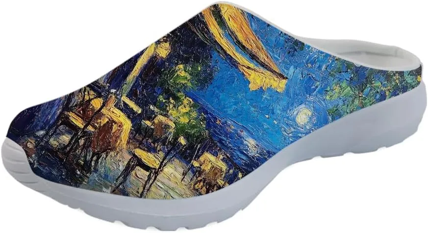 Forchrinse Hummingbird Daisy Print Garden Shoes Clogs Slippers Non-Slip Chef Nursing Work Sandals for Men Women with Arch Support