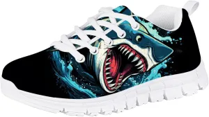 Forchrinse Retro American Flag Tiger Unisex Child Sneakers Lace up Non Slip Running Walking Shoes Lightweight Athletic Shoes