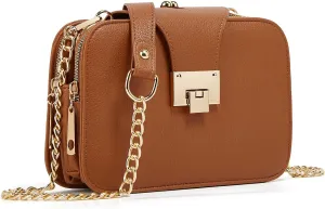 forestfish Ladies Black PU Leather Shoulder Bag Evening Clutch Purse Crossbody Bag with Metal Chain Strap