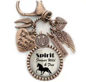 Forever Wild and Free Horse Memorial, Custom Name, Purse Clip, Backpack Clip, Key Chain or Necklace, Unisex Design, Sympathy, Bereavement Gift, Loss of Horse
