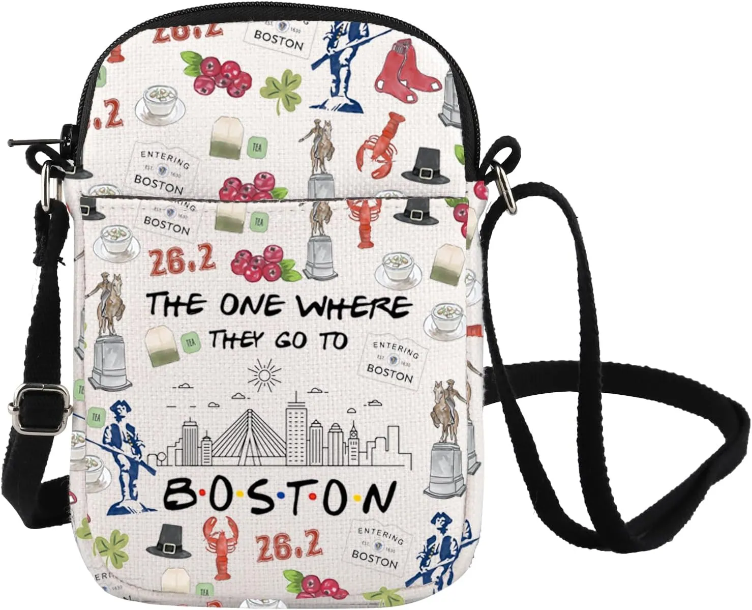 FOTAP Boston Travel Crossbody Bag Boston Souvenir Gift Boston Trip Shoulder Bag Housewarming Gift Massachusetts Gift