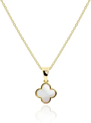 Four Leaf Clover Necklace for Women Dainty Mother of Pearl White Black Onyx Pink Blue Mint Green Crystal Lucky Clover Pendant 14K Gold Plated Jewelry Gifts [CVRN]