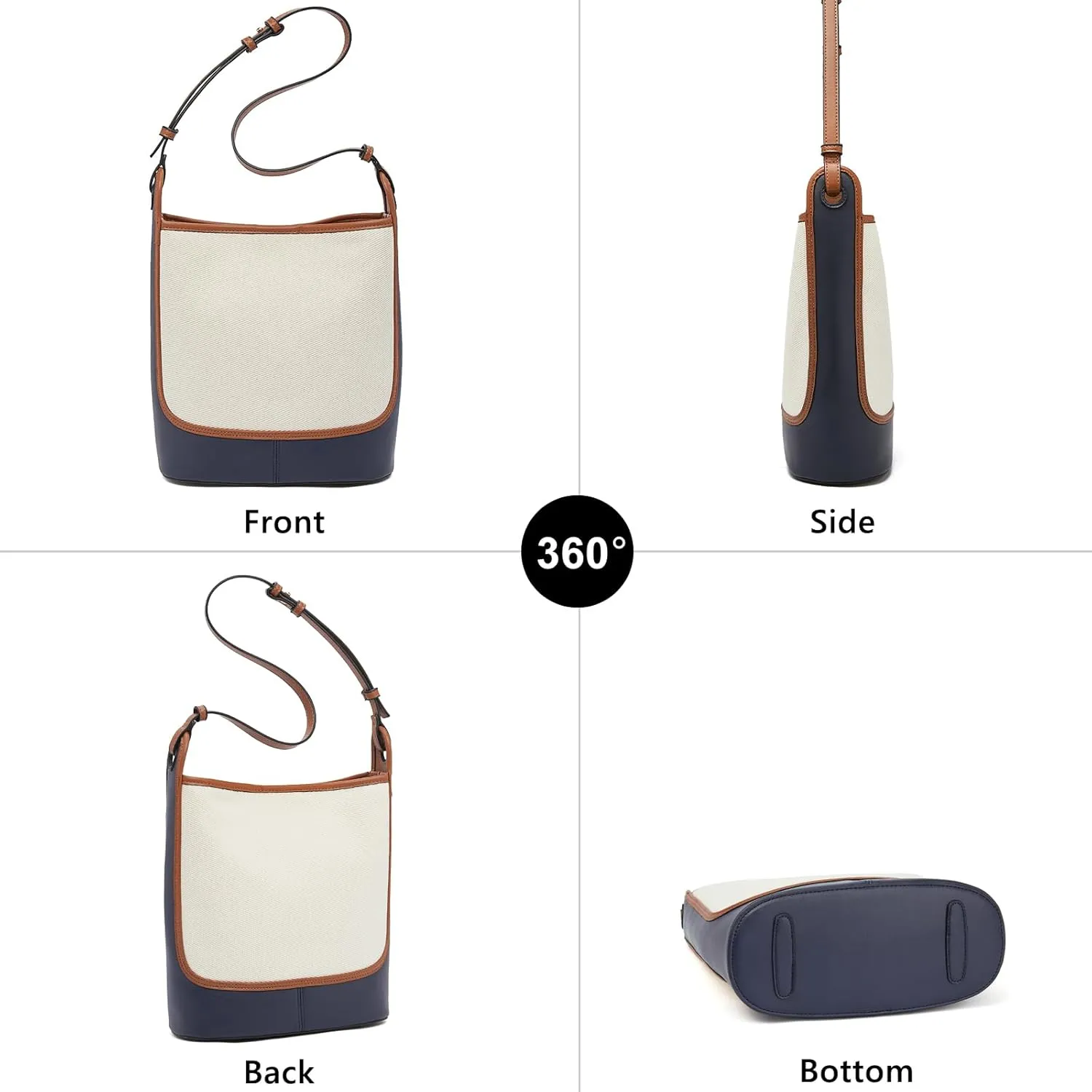 FOXLOVER Coated Canvas Bucket Crossbody Bags for Women Top-Handle Handbags Small Satchel Purse Trendy Twist Lock