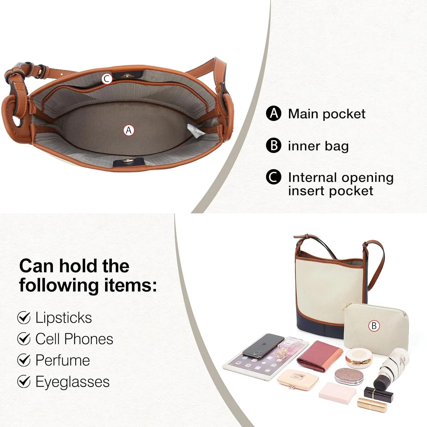 FOXLOVER Coated Canvas Bucket Crossbody Bags for Women Top-Handle Handbags Small Satchel Purse Trendy Twist Lock