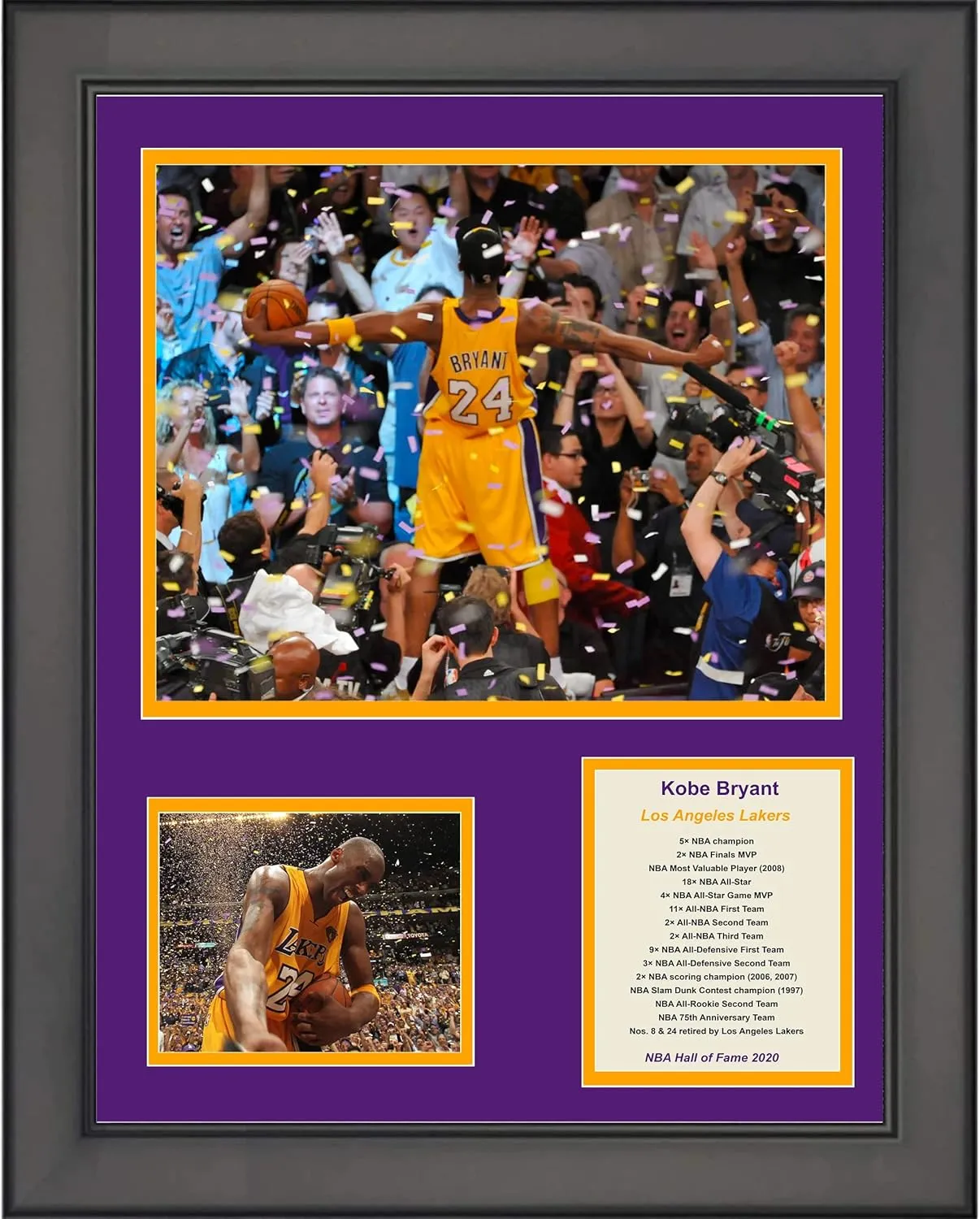 Framed Kobe Bryant Hall of Fame Los Angeles Lakers Basketball 11"x14" Three Photo Collage