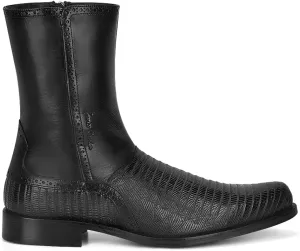 Franco Cuadra Men's Dress Boots in Genuine Lizard Leather Black