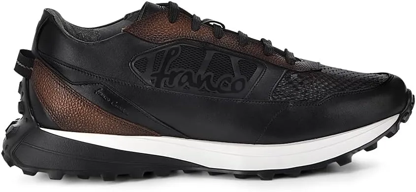 FRANCO CUADRA Men's Sneakers in Genuine Python Leather Black